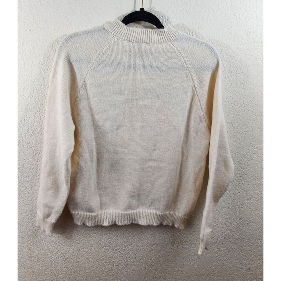 Pit A Pat Womens M Cream Knit Embroidered Floral Long Sleeve Button Up Cardigan - Picture 4 of 5